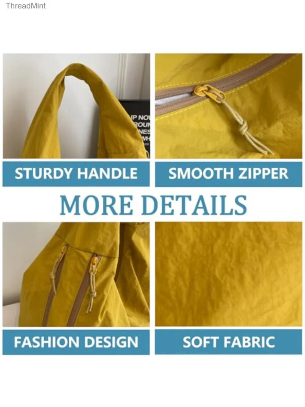 Large Nylon Hobo Bag Women Crescent Shoulder Bag Tote